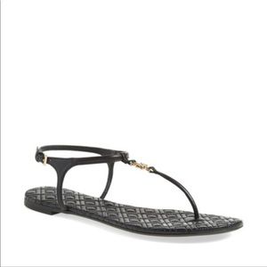 Tory Burch Black Marion Quilted Sandals